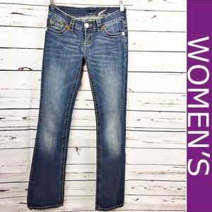 Seven7 Medium Wash Embroidered Pocket Blue Jeans